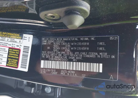 2021 Toyota Highlander Le from USA, damaged, VIN 5TDBZRBH3MS124451